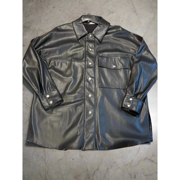 Zara Oversized Faux Leather Shirt Jacket - Picture 3 of 5